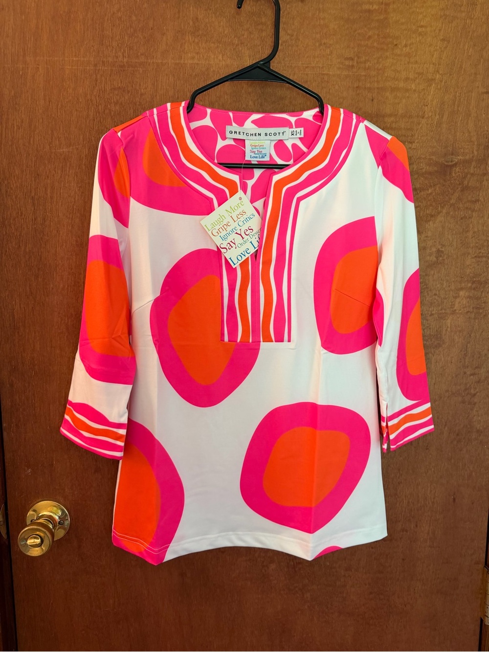 Gretchen Scott Designs Pink & Orange Printed Scoop Neck Tunic